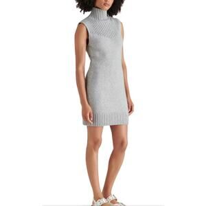 NWT Steve Madden Karissa Turtleneck Sleeveless Mockneck Sweater Dress Gray Sz M
